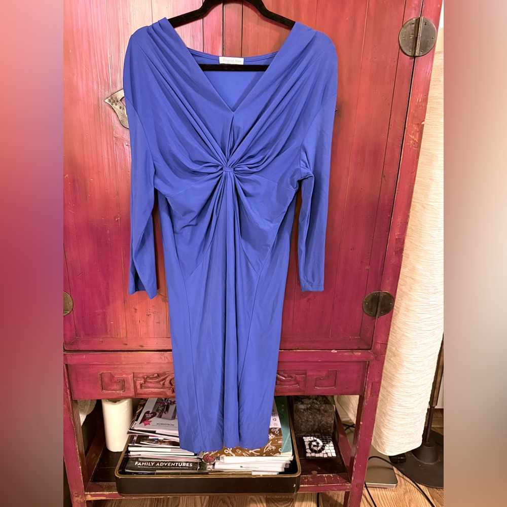 Sharon Max Dress Adjustable Front Knot Long Sleeve P2P 16.5 EUC